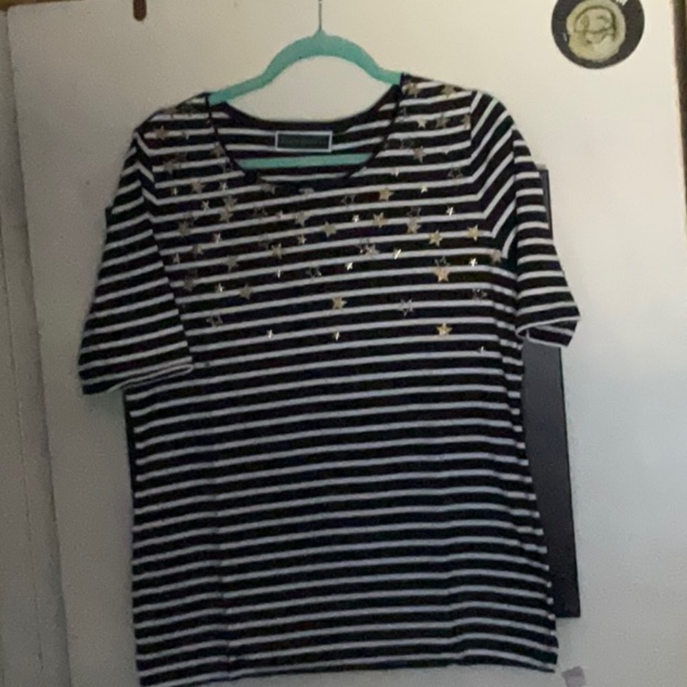 KAREN SCOTT Star Embellished Top LARGE